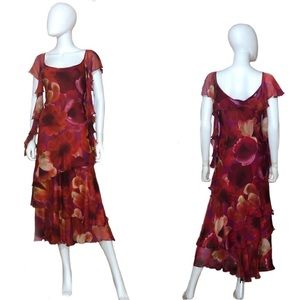 Climona | 100% Silk Flutter Sleeve Floral Dress